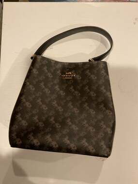 Coach Town Bucket Bag in Horse and Carriage Print Black/Grey Multi